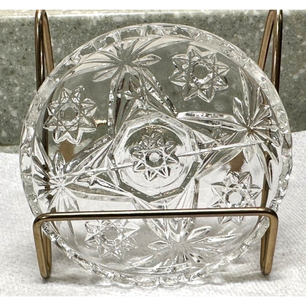 Hocking Glass Co Early American Prescut Coasters Ashtrays Clear Star of David